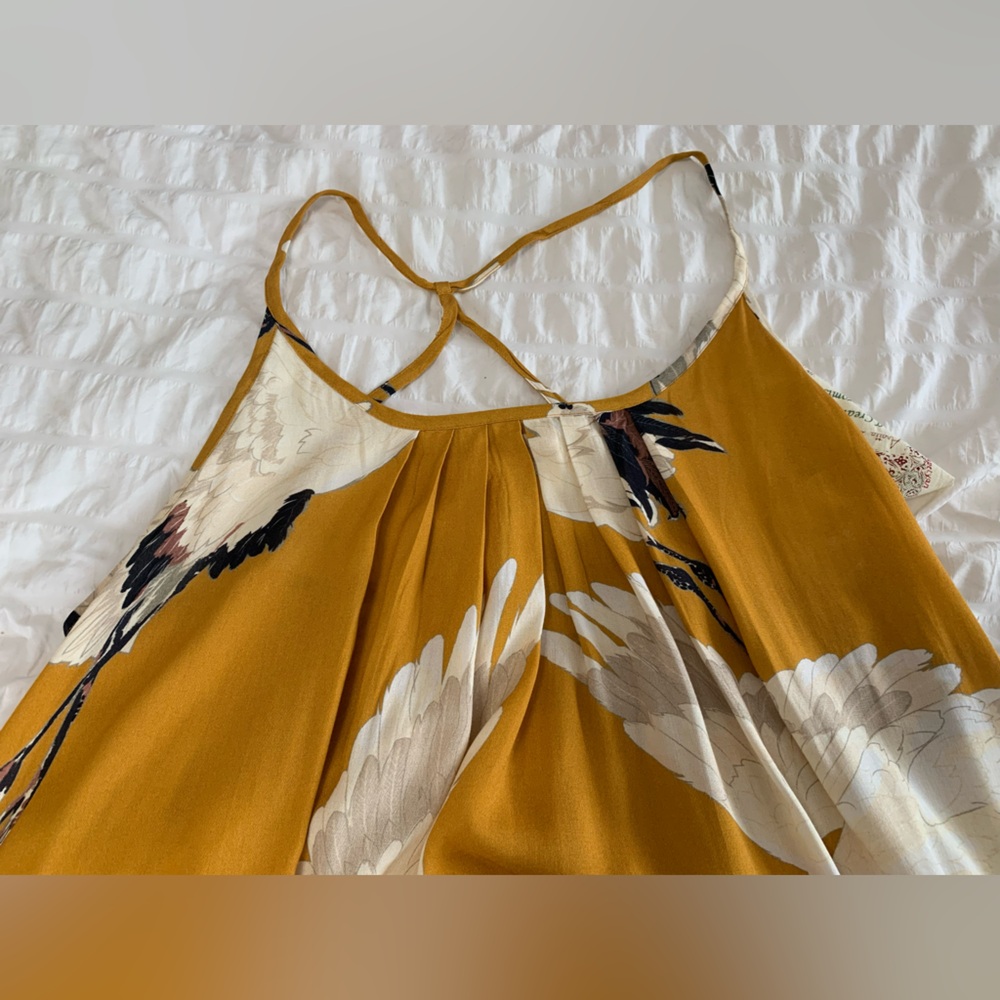 NWT ARATTA Mustard Cranes of Heaven Maxi Dress - Picture 15 of 16